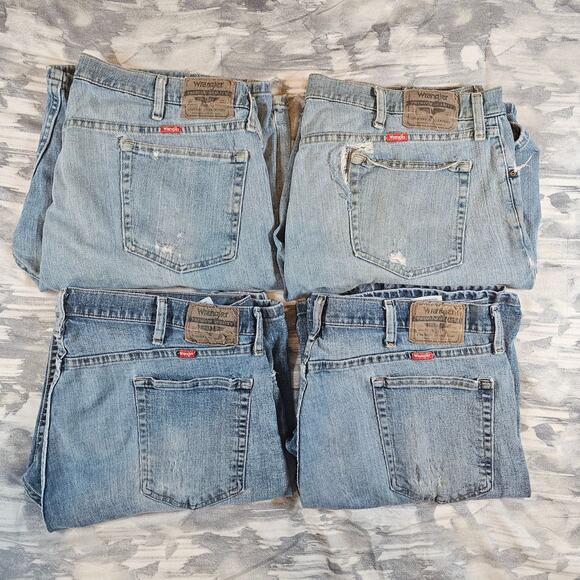 4 Wrangler Denim Shorts Halloween Costume Distressed Destroyed Thrashed Men's 38 - Picture 1 of 12